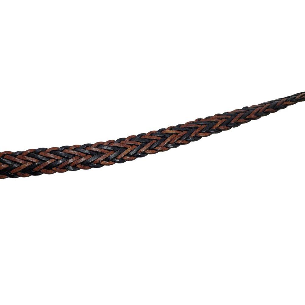 Vtg Handmade Western Braided Leather Belt Sz L Dark Brown Black 38" Turkey - Picture 11 of 14